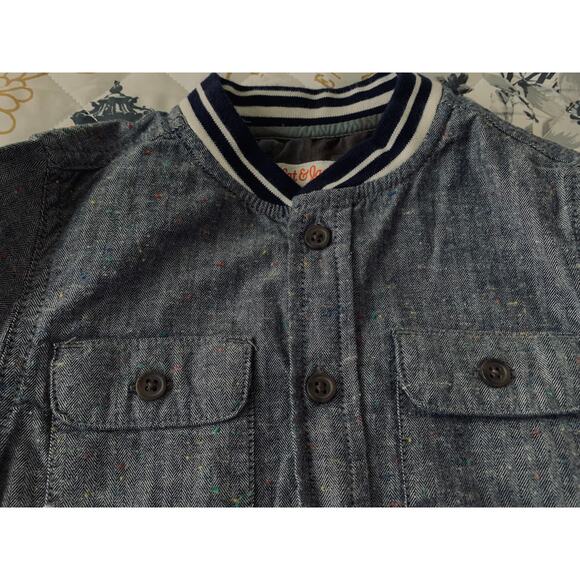 CAT & JACK LONG SLEEVE SHIRT BOYS, 5T GREY, NAVY STRIPED COLLAR, NWOT, 2 POCKETS - Picture 5 of 8